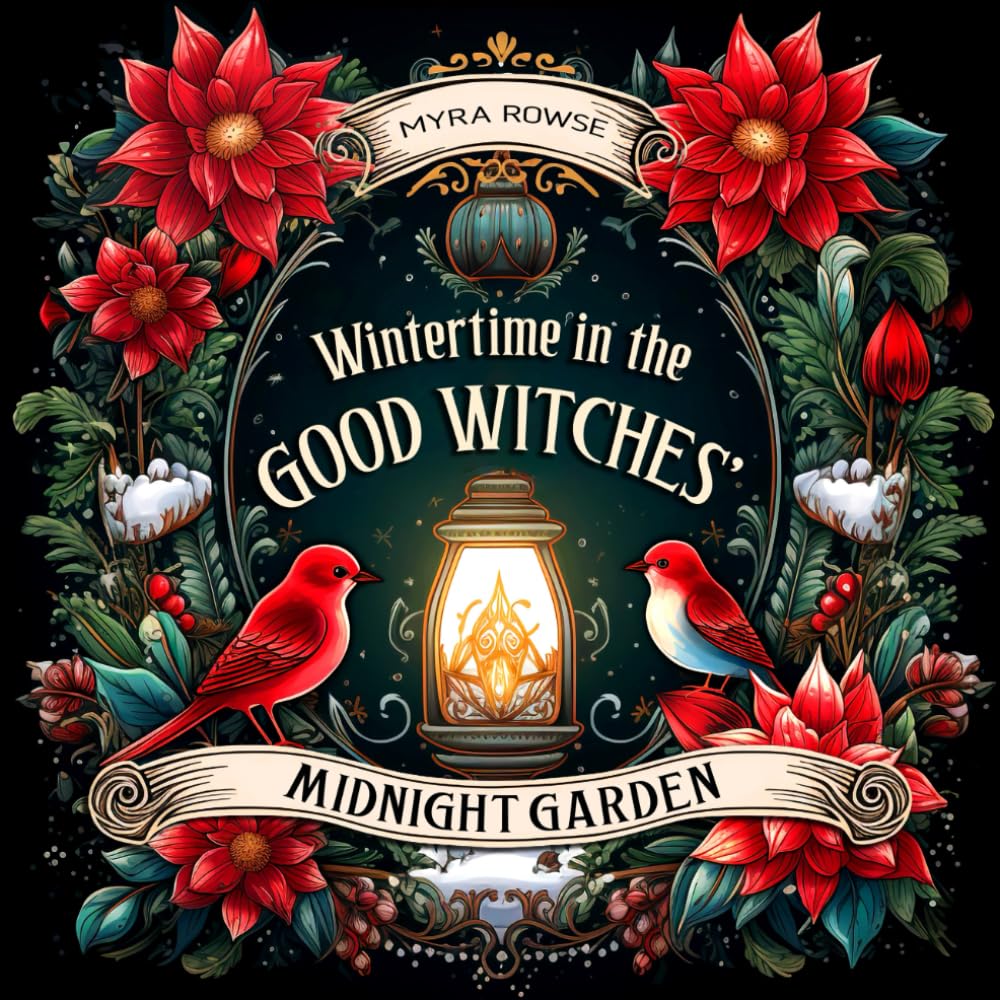 Wintertime in the Good Witches' Midnight Garden: A Witchy Cottagecore Winter Coloring Book for Adults with Cozy Scenes, Whimsical Christmas Decorations, and Festive Trinkets on Black Background baixar livro de graça