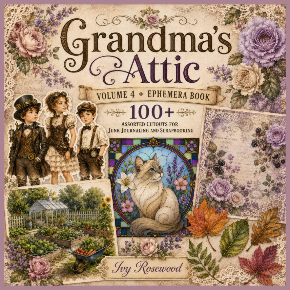 Grandma's Attic Vol. 4 Ephemera Book: 100+ Assorted Cutouts for Junk Journaling and Scrapbooking baixar livro de graça