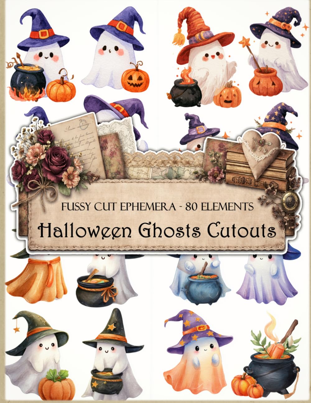 ler totalmente Halloween Ghosts Fussy Cuts: Junk Journal Supplies to Cut Out