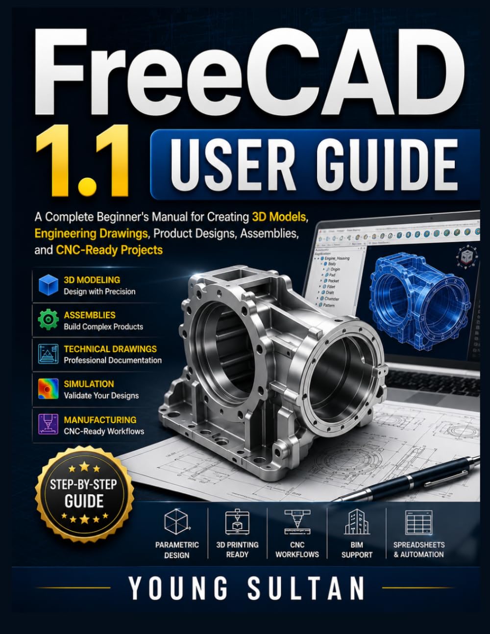 ler totalmente FreeCAD 1.1 User Guide: A Complete Beginner's Manual for Creating 3D Models, Engineering Drawings, Product Designs, Assemblies, and CNC-Ready Projects