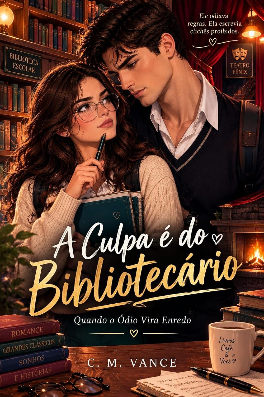 ler totalmente A Culpa é do Bibliotecário: Quando o Ódio Vira Enredo: Ele odiava regras. Ela escrevia clichês proibidos.