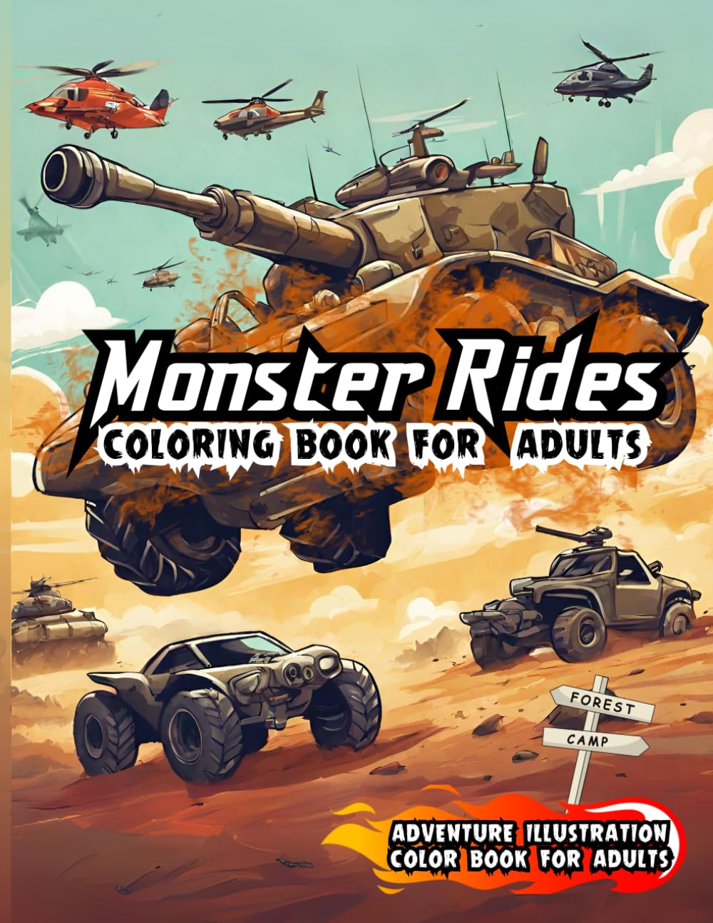 Monster Rides Coloring Book For Adults: Coloring the Thrilling World: of Monstrous Trucks, Sleek Supercars, Powerful Tanks, And Helicopters baixar livro de graça
