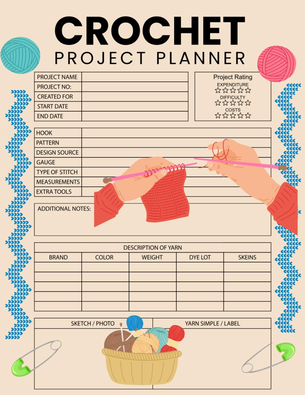 ler totalmente Crochet Project Planner: A crochet journal to keep track of patterns, yarn knitting and project planning.
