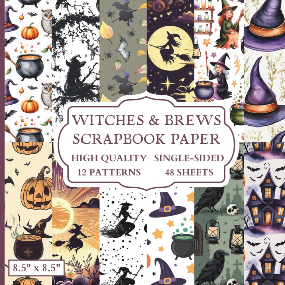 Witches & Brews Scrapbook Paper: 12 Halloween Themed Designs - 48 Single Sided Sheets - High Quality Craft Paper Pad for Artists to Use in Collages, Junk Journals and Art Projects baixar livro de graça