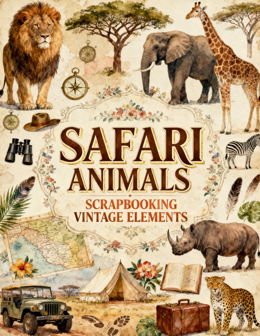 Safari Animals Scrapbooking Vintage Elements: Step into the wild with this beautifully curated collection of vintage safari-inspired ephemera papers,... paper crafters, and mixed media creators. baixar livro de graça