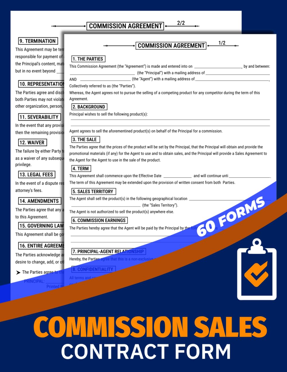 Commission Sales Contract Form: Contractor Commission Agreement Logbook for Principals & Sales Agents | 60 Forms, 120 Two-Sided Pages baixar livro de graça