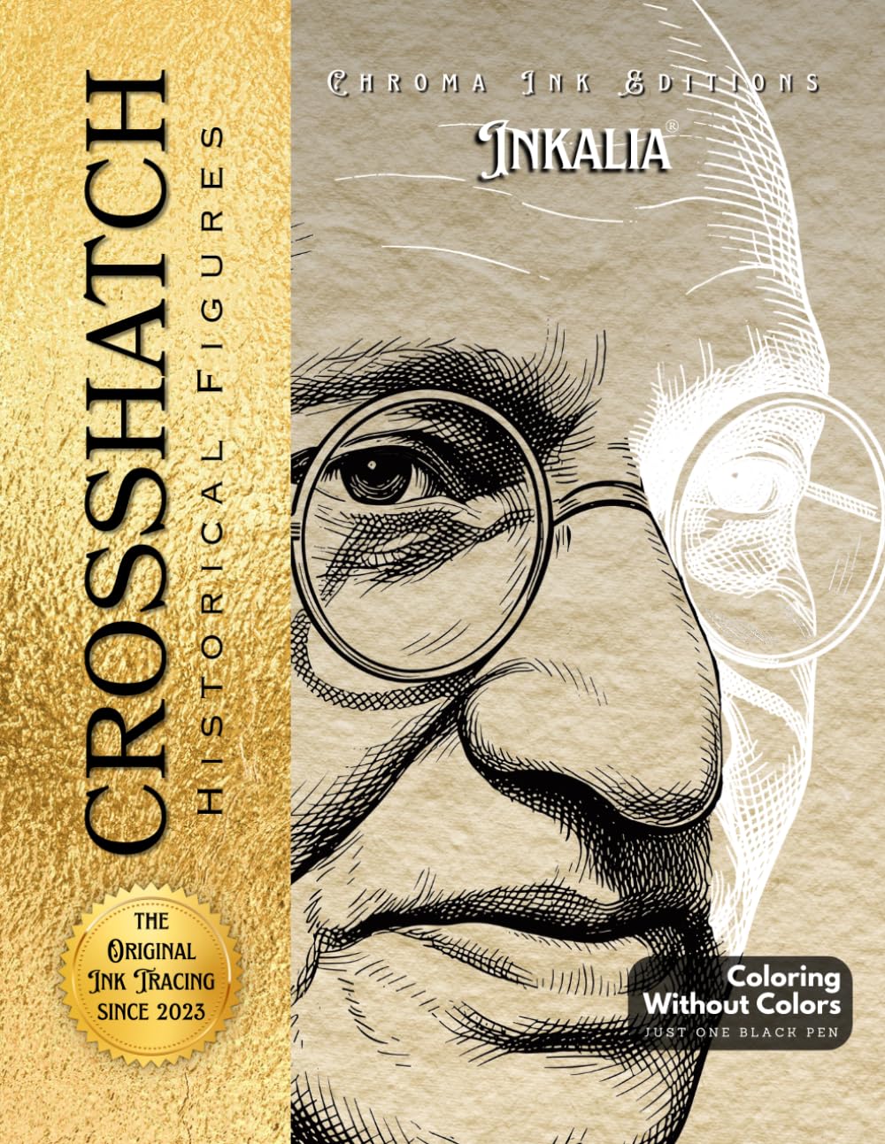 Inkalia Crosshatch Masters: Historical Figure Portraits. Stress Relief Coloring for Adults: 35 Pen and Ink Illustrations for Creative Skill Building | An Educational Ink Tracing Book for Relaxation baixar livro de graça