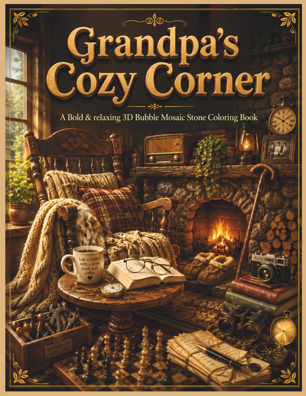 Grandpa's Cozy Corner: A Bold & Relaxing 3D Bubble Mosaic Stone Coloring Book Celebrating Cozy Nostalgic Moments baixar livro de graça