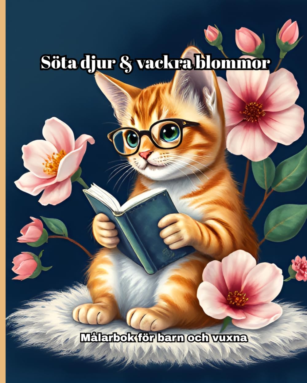 Söta djur & vackra blommor - Målarbok för barn och vuxna: Avkopplande och kreativ aktivitet för stresslindring och mindfulness (Swedish Edition)