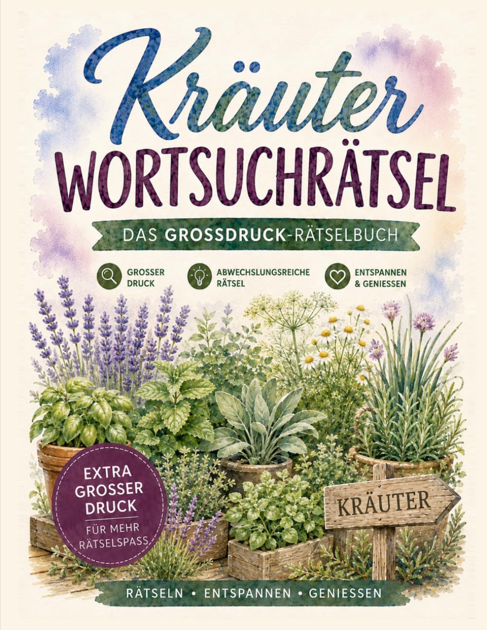 ler totalmente Kräuter Wortsuchrätsel: Das Großdruck-Rätselbuch für Kräuterfreunde: 100 Wortsuchrätsel von Basilikum bis Waldmeister - mit Kräuter-Lexikon
