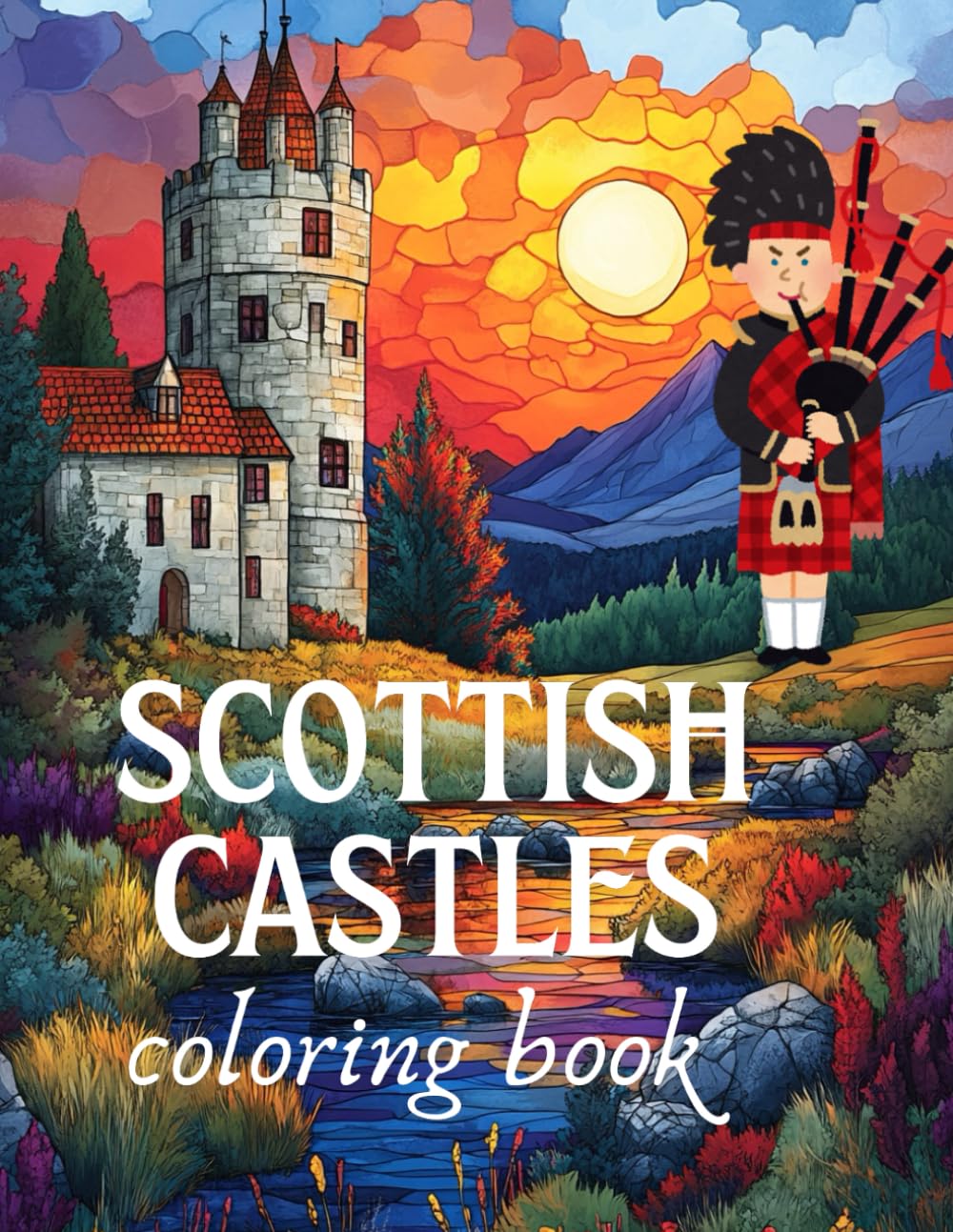 Scottish castles: Coloring book for adults 200 pages
