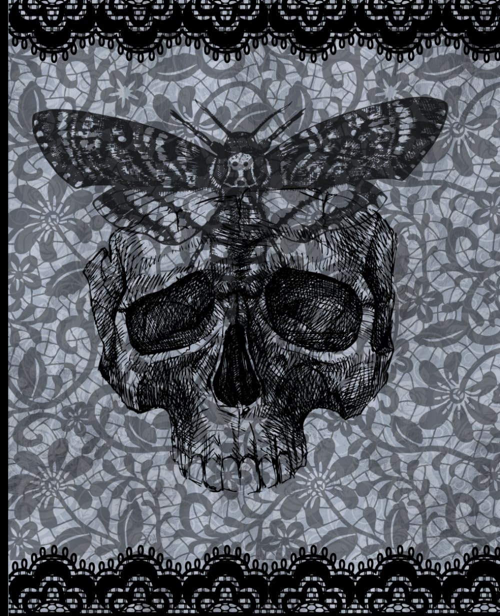 Gothic Skull and Moth Journal with Lace Print | 110 College-Ruled Pages, Black and Grey Design | Bat Accents and 3D Page Turn Effect | Dark Aesthetic Notebook for Writing, Sketching, and Journaling baixar livro de graça