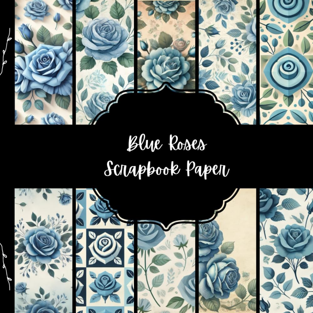 ler totalmente Blue Roses Scrapbook Paper, Blue Wedding Junk Journal Paper, Blue Flowers Decorative Paper, DIY Projects, Origami, Collage Sheets, Decoupage Paper, 10 Designs, Double Sided