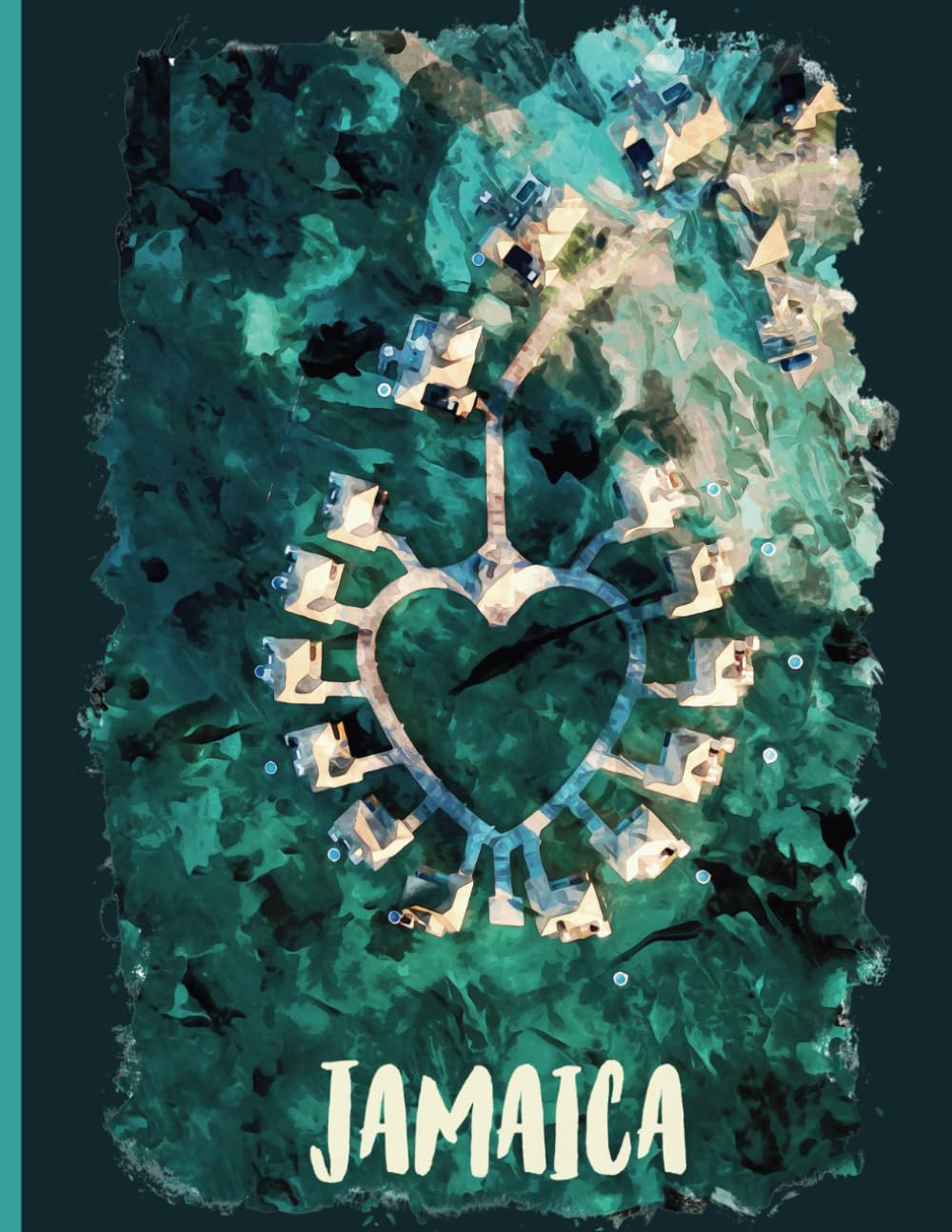 ler totalmente Paradise in Jamaica: heart-shaped island watercolor notebook - Jamaican journal: A4 composition book - college ruled - 8,5 x 11 inches - 110 pages