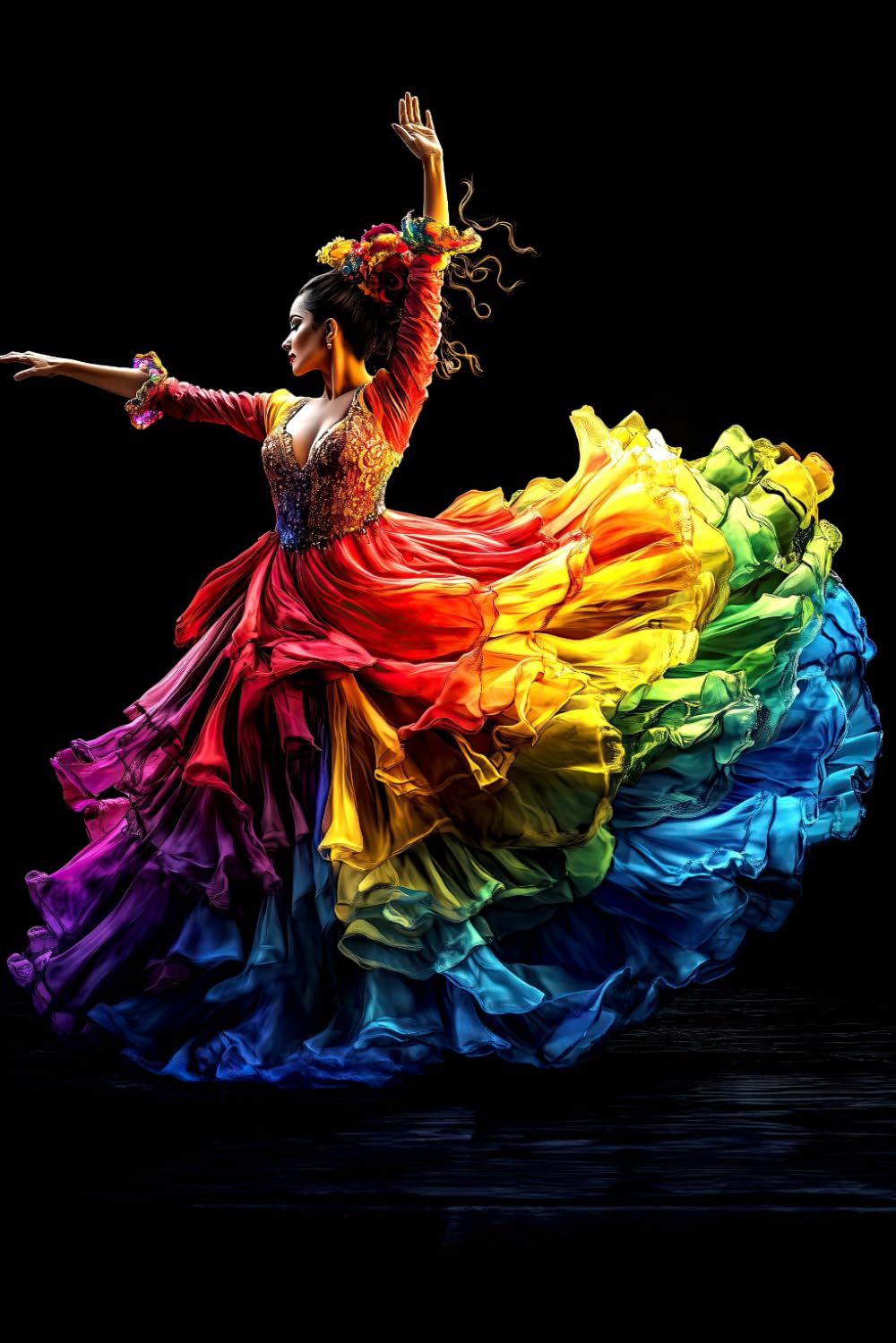 Flamenco Notizbuch: Flamenco Tänzerin in bunten Regenbogen Farben Spanien Journal Flamenco Tanz Notizen (Liniert, 15 x 23 cm, 120 Linierte Seiten, 6" x 9") Flamenco Tanzen Tagebuch (German Edition) baixar o livro de graça