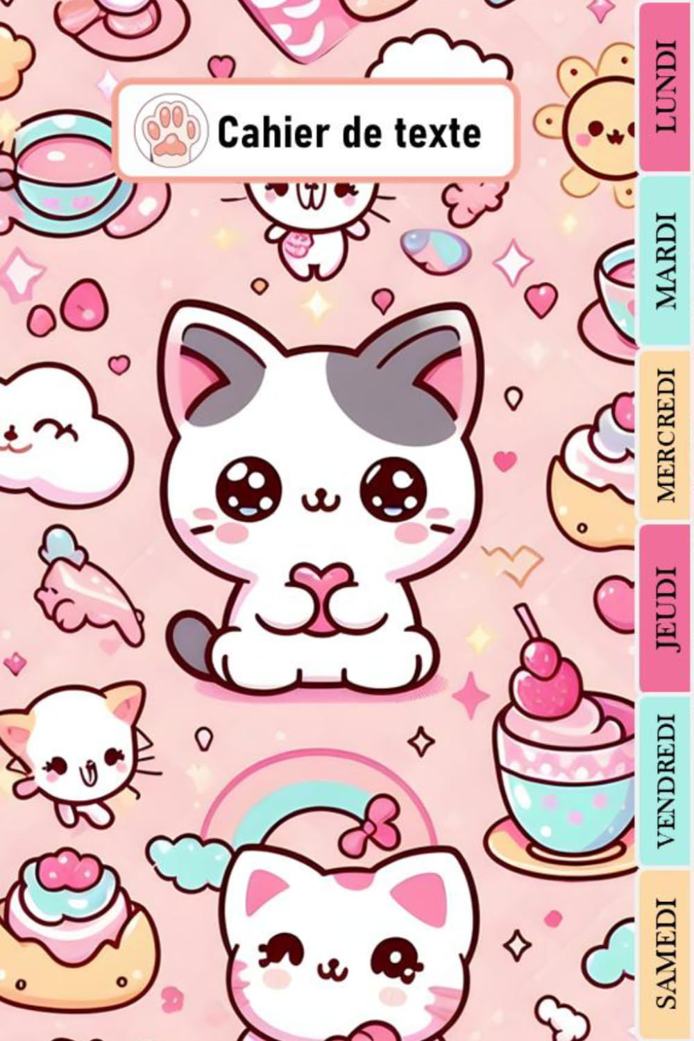 capítulo por capítulo baixar CAHIER DE TEXTE 2026-2027: Kawaii Chat pour enfant en Primaire - Intérieur en Couleurs - 100 pages - Pour bien organiser et planifier votre année scolaire (French Edition)