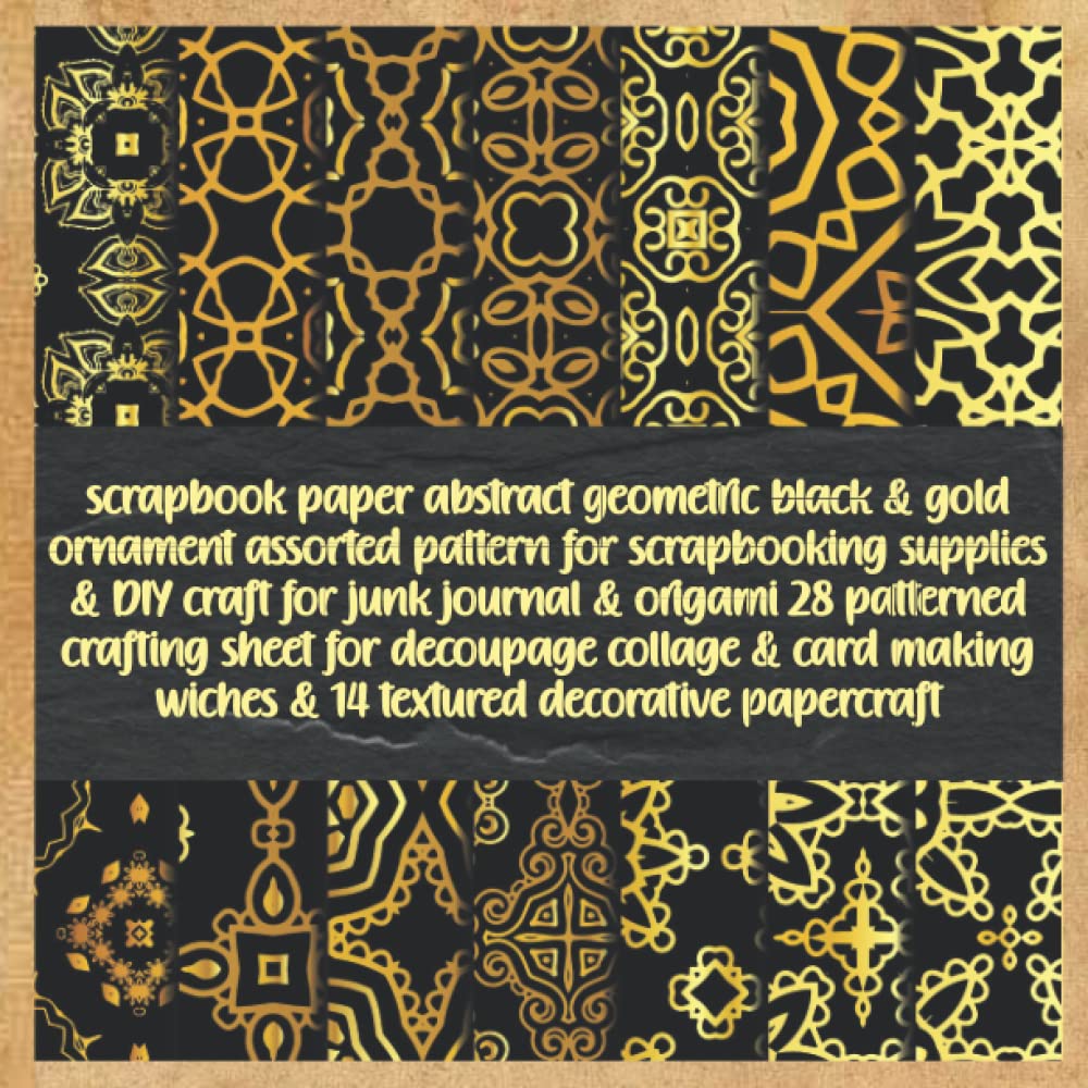 capítulo por capítulo baixar scrapbook paper abstract geometric black & gold ornament assorted pattern for scrapbooking supplies & DIY craft for junk journal & origami 28... wiches & 14 textured decorative papercraft
