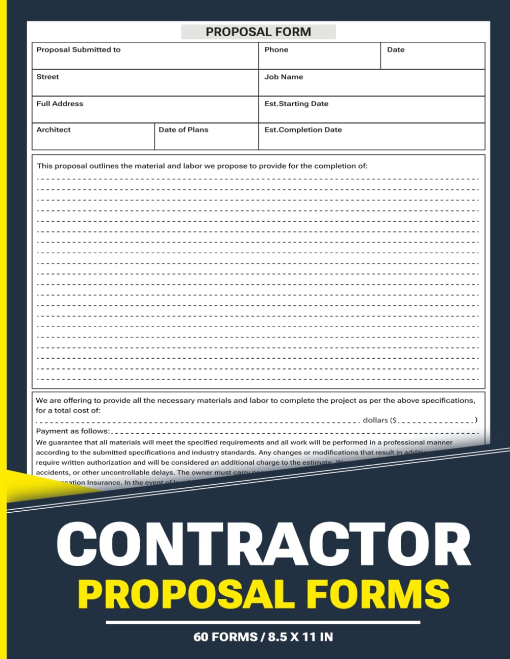 ler totalmente Contractor Proposal Forms: Project Bid Sheet for Contractors | 120 Pages.