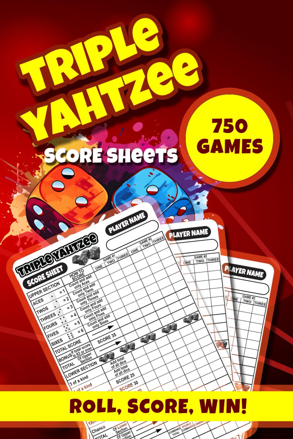 ler totalmente Triple Yahtzee Score Pads: Yahtzee Score Sheets for Scorekeeping. 6 x 9 Score Book. Party Game.
