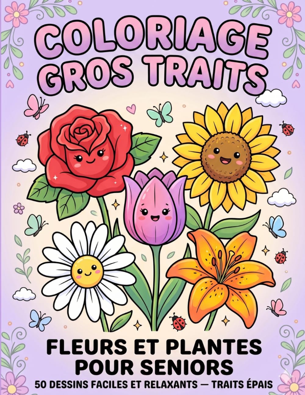 Coloriage De Fleurs Gros Caractères pour Seniors: 50 Dessins Floraux Faciles et Relaxants en Gros Traits pour Personnes Âgées, Malvoyants, Alzheimer &... et Cadeau Thérapeutique (French Edition) baixar livro de graça