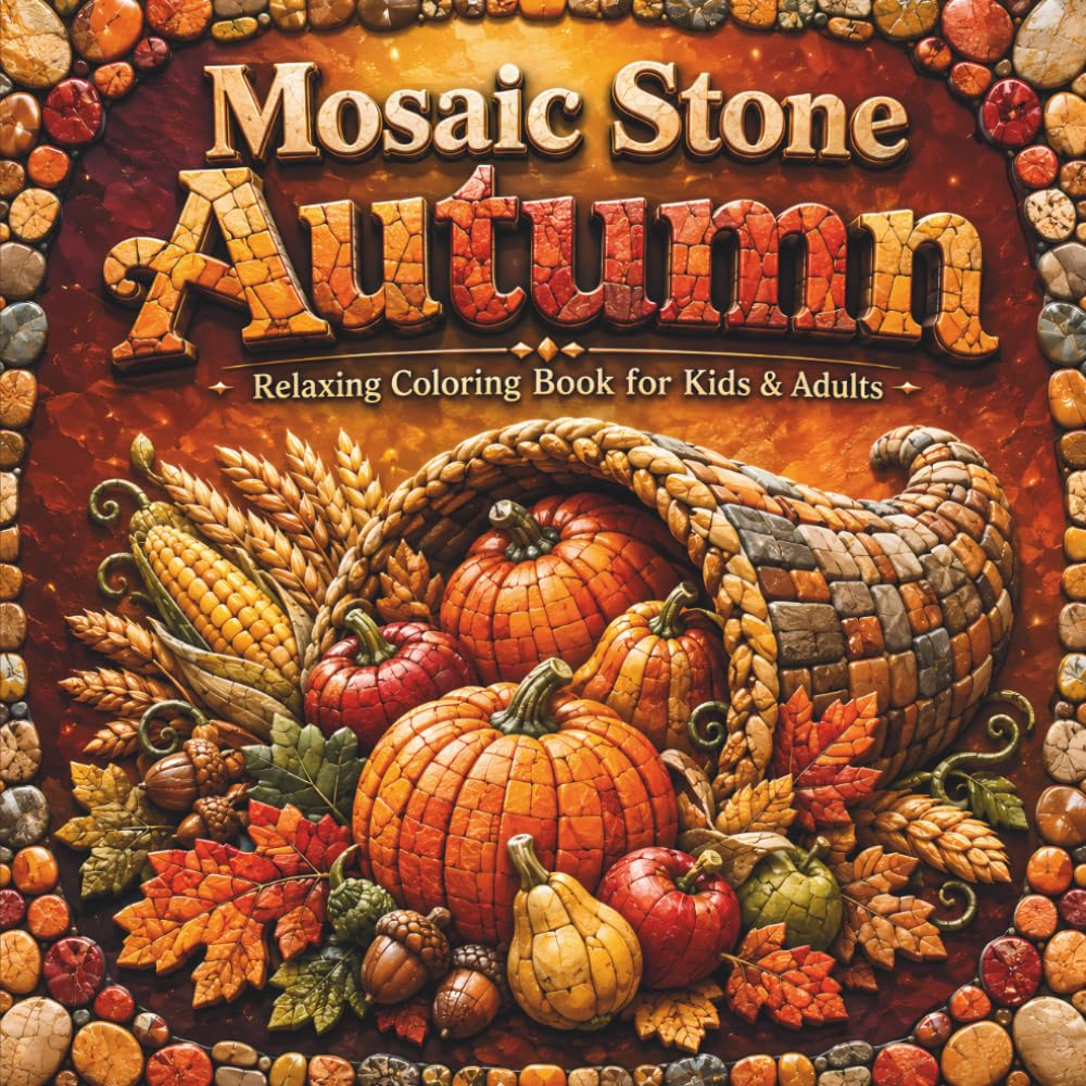 Mosaic Stone Autumn: A Beautiful Autumn Coloring Book for Kids & Adults Featuring Stunning Mosaic Stone Designs for Relaxation and Stress Relief baixar livro de graça