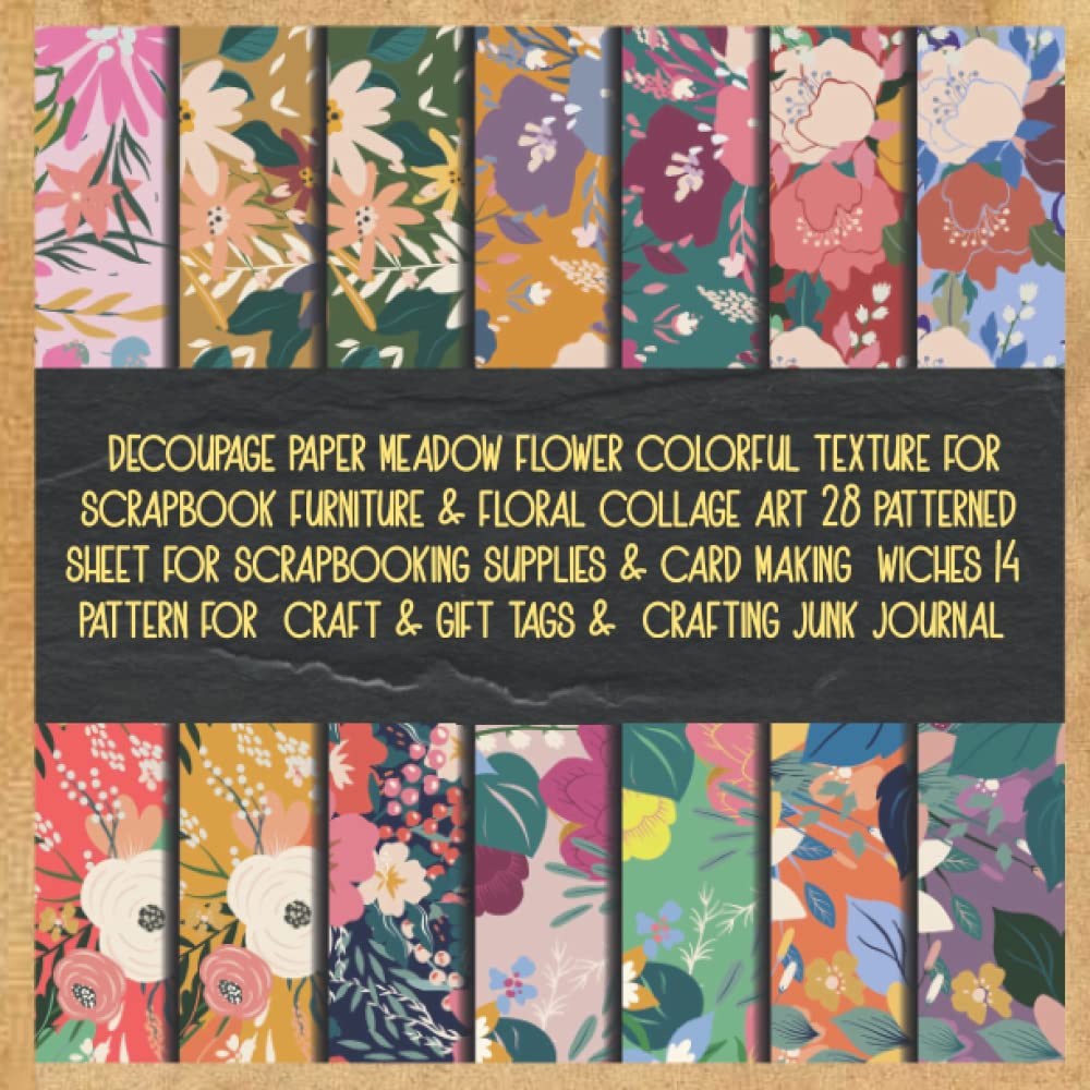 decoupage paper meadow flower colorful texture for scrapbook furniture & floral collage art 28 patterned sheet for scrapbooking supplies & card making... craft & gift tags & crafting junk journal baixar livro de graça