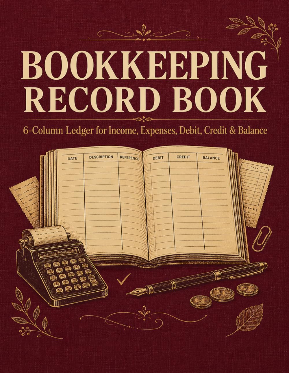 Bookkeeping Record Book: Clear financial organizer for shop owners to monitor sales, purchases, receipts, balances, totals, and reference details
