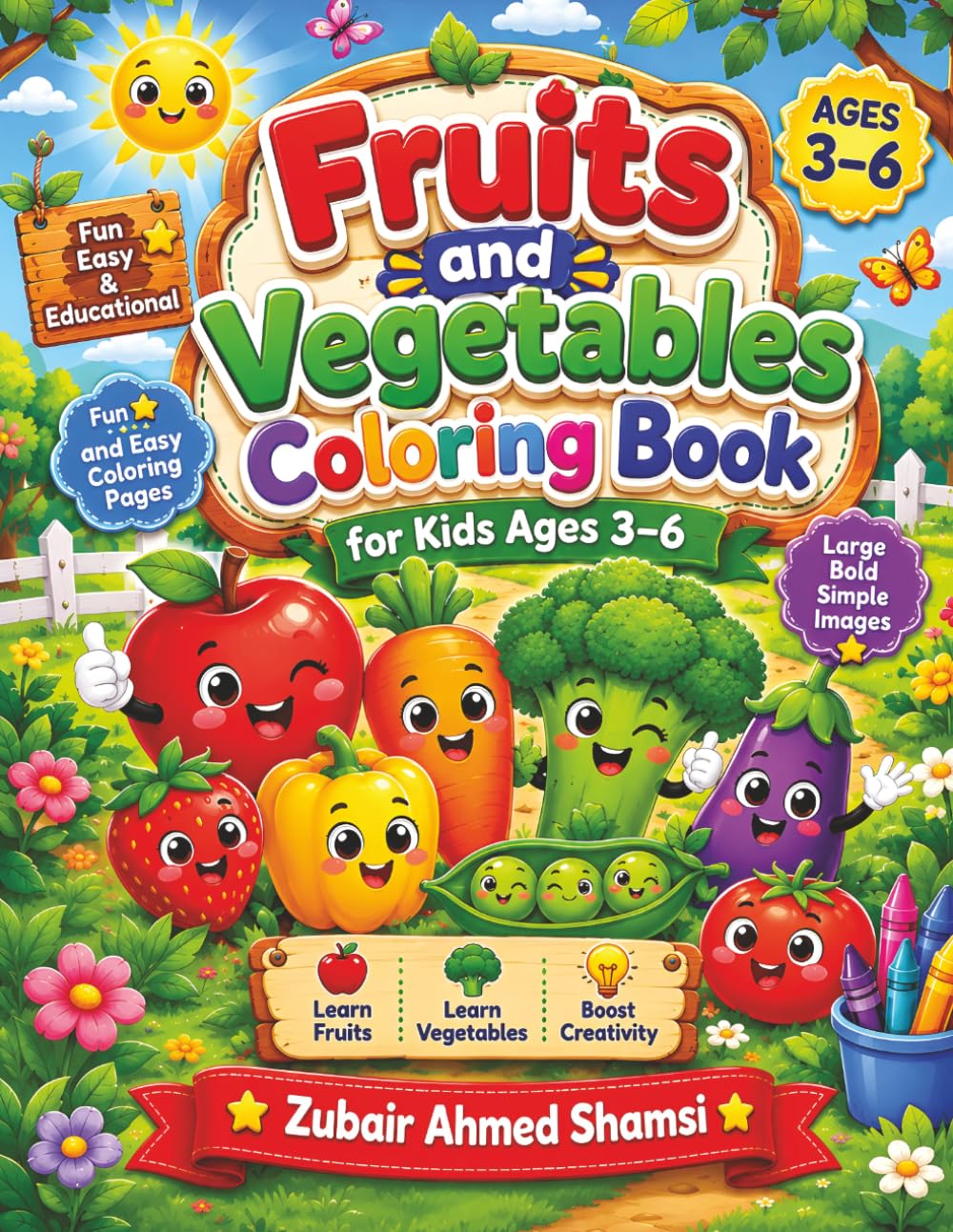 ler totalmente Fruits and Vegetables Coloring Book for Kids Ages 3-6: Fun and Educational Coloring Pages to Learn Fruits, Vegetables, Healthy Foods, and Early... (Fun and Educational Coloring Books for Kids)