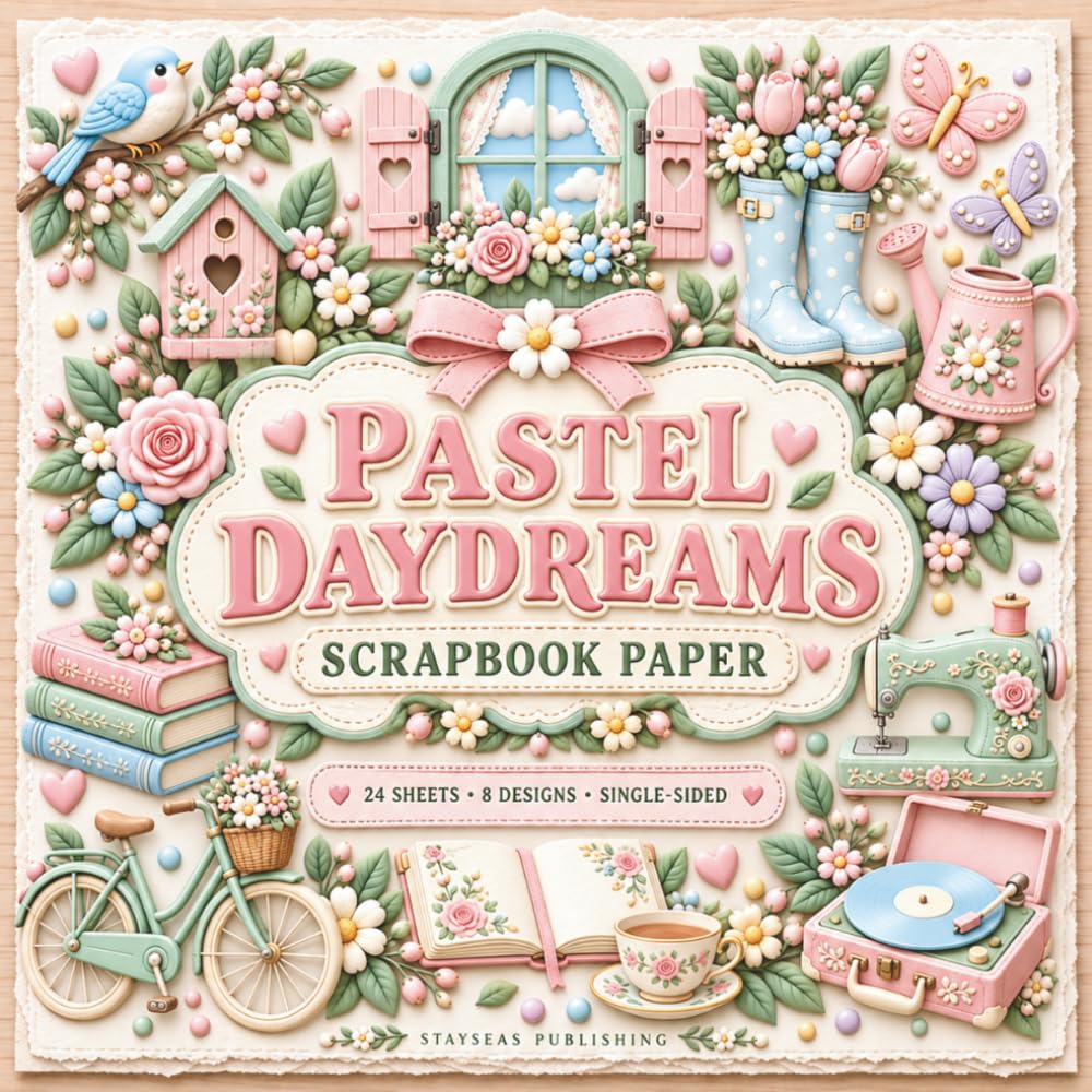 Pastel Daydreams Scrapbook Paper: 24 Single-Sided Sheets of Whimsical Puffy Florals, Sweet Garden Scenes and Vintage-Inspired Designs for Journaling, Collage and Paper Crafts baixar o livro de graça