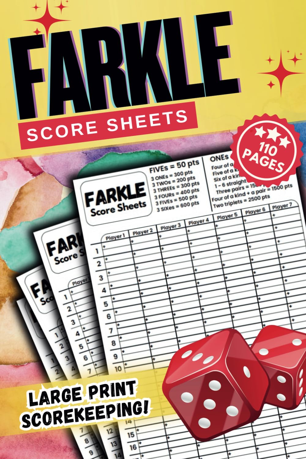 ler totalmente Farkle Score Sheets: Farkle classic dice game, Large print scorekeeping pads (6x9 inch, 110 Pges)