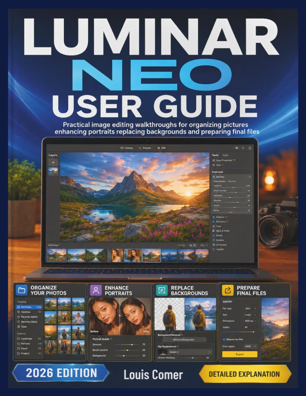 capítulo por capítulo baixar LUMINAR NEO USER GUIDE: Practical image editing walkthroughs for organizing pictures enhancing portraits replacing backgrounds and preparing final files