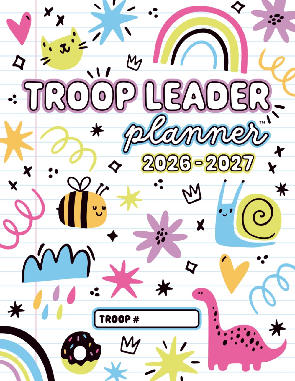 Troop Leader Planner: Dated Organizer for Daisy, Brownie, Junior, Multi-Level Scout Girl Groups | Must-Have Meeting & Badge Planning Tool | August to July Monthly, Yearly Calendars (Black Doodles) baixar o livro de graça