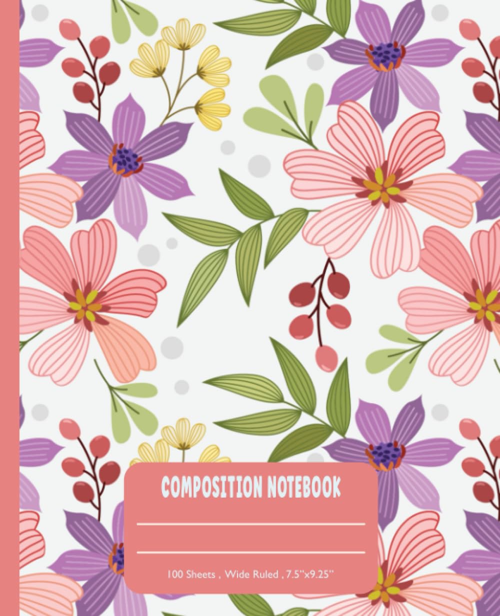 Wide Ruled Composition Notebook: Stunning Purple and Peach Floral Aesthetic Preppy Notebook | Perfect Journal Gift For Teens, Girls or Women | 100 Pages baixar o livro de graça
