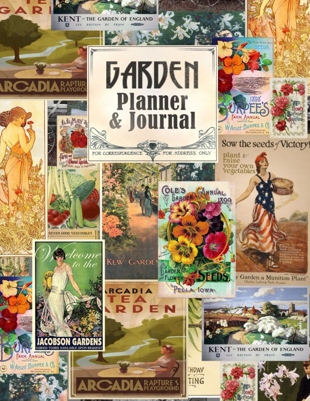 ler totalmente Garden Planner & Journal: Gardening Gifts / Calendar / Diary [ Paperback Notebook * 1 Year - Start any time * Large - 8.5 x 11 inch * Decorative Black & White Interior * Vintage ]