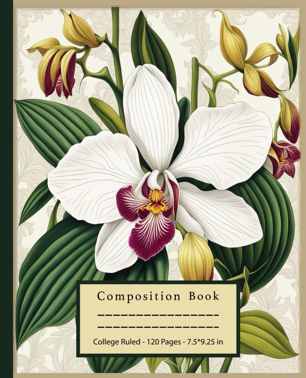 Composition Notebook College Ruled: Fantastic Vintage Orchid Flower Design| Antique Botanical Illustration | Retro Journal Notebook | Wide Lined baixar livro de graça