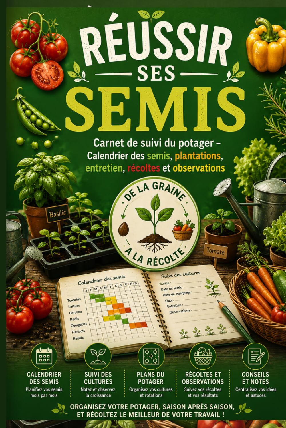 capítulo por capítulo baixar Réussir ses Semis: Carnet de suivi du potager - Calendrier des semis, plantations, entretien, récoltes et observations- Le journal de bord de... votre jardin toute l'année (French Edition)