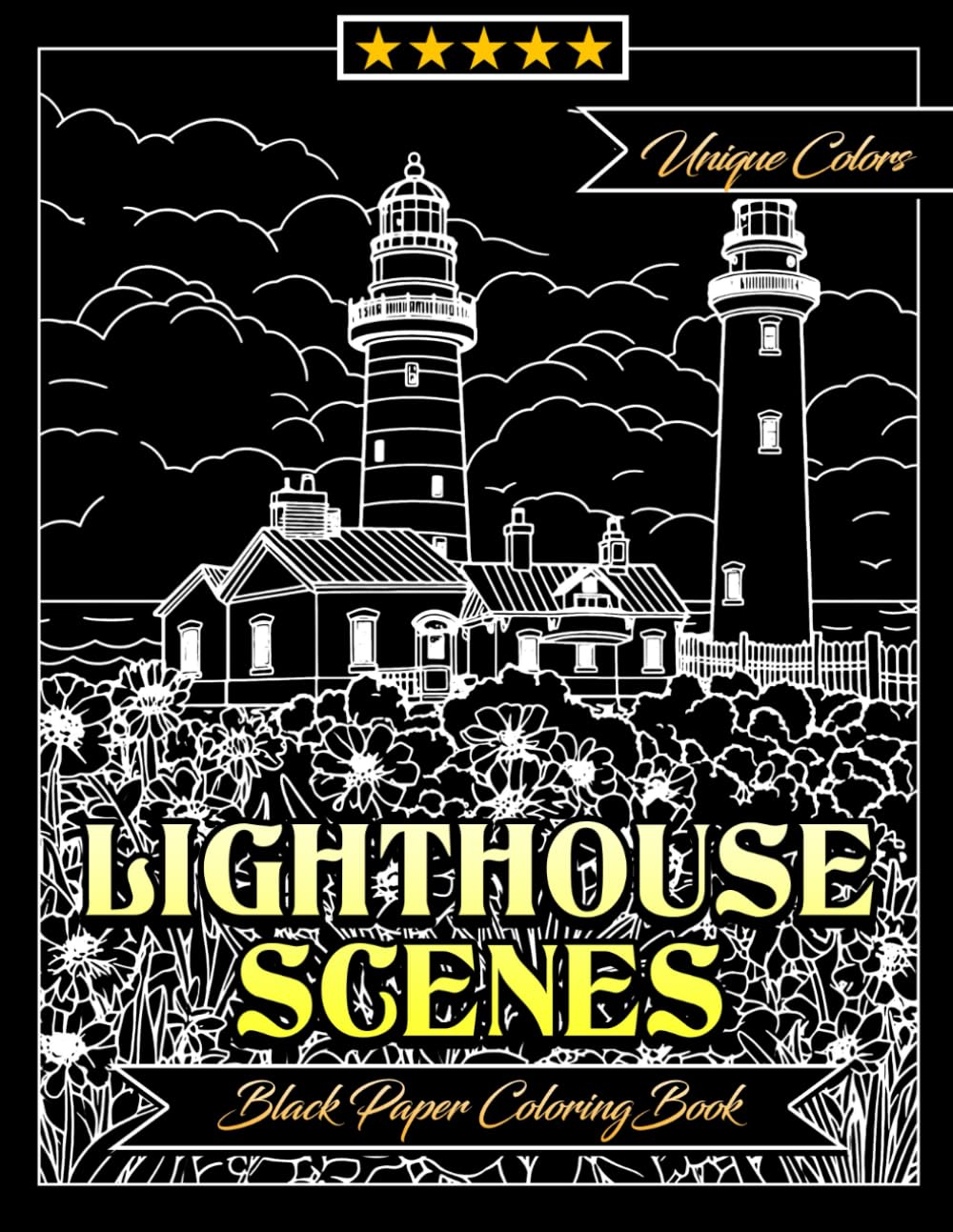 capítulo por capítulo baixar Lighthouse Scenes Black Paper Coloring Book Coastal Charm Creative Minds: 35 Designs Unique Landscape Perfect Gifts For All Ages