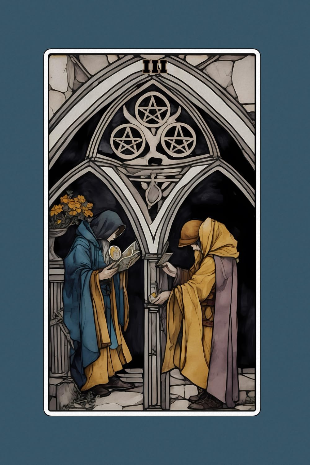 ler totalmente Three of Pentacles - Tarot Card Notebook - Card No.71 (Color Ed.): A5 Ruled Lined Tarot Journal Diary Sketchbook Notebook - Three of Pentacles (Signifies Teamwork and Mastery)