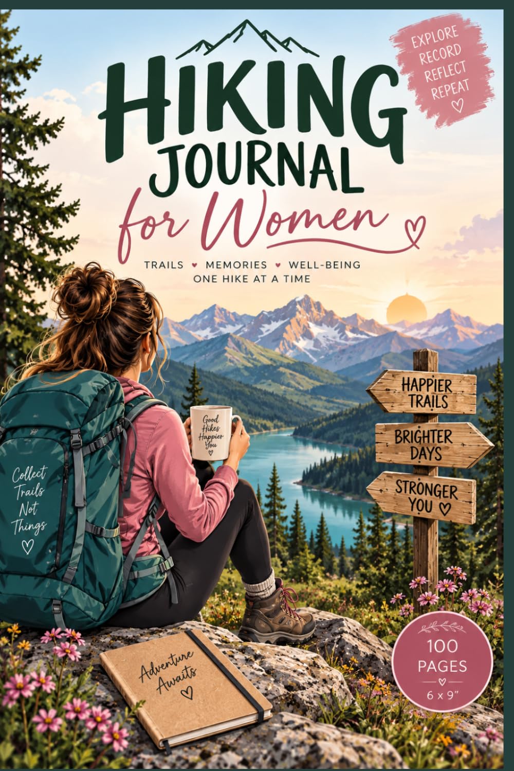 ler totalmente Hiking Journal for Women / Hiking Trail Log Book with Prompts to Record Trails, Distance, Weather, Wildlife, Memories, Reflections and Outdoor Adventures