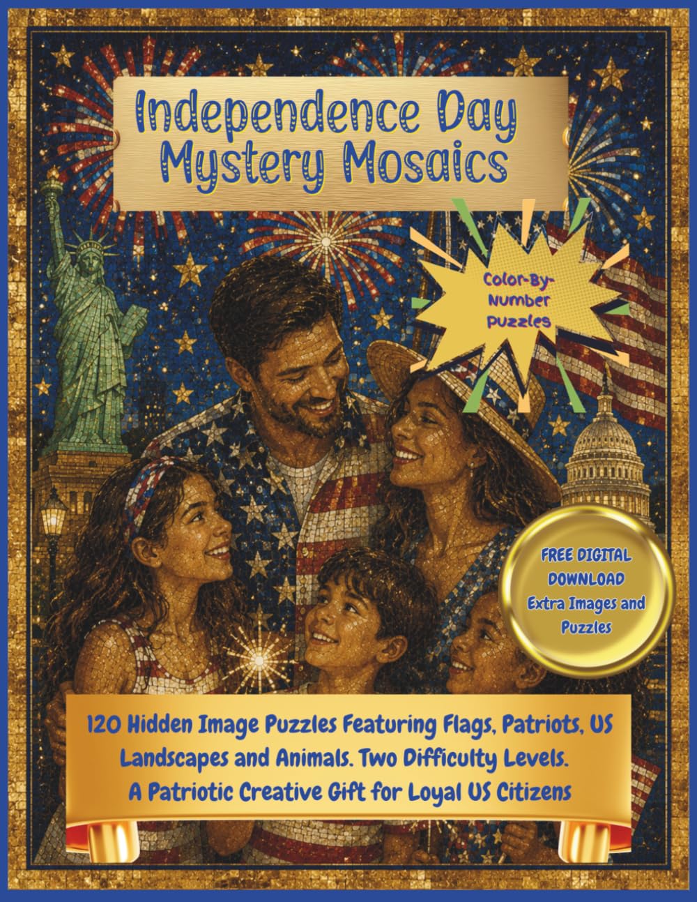 Independence Day Mystery Mosaics: 120 Hidden Image Puzzles Featuring Flags, Patriots, USA Landscapes and Animals. Two Difficulty Levels. A Patriotic,... Gift for Loyal US Citizens. (Basque Edition) baixar livro de graça