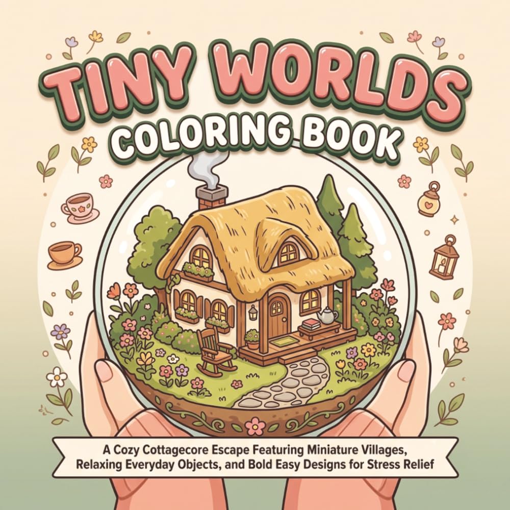 capítulo por capítulo baixar Tiny Worlds Coloring Book: A Cozy Cottagecore Escape Featuring Miniature Villages, Relaxing Everyday Objects, and Bold Easy Designs for Stress Relief