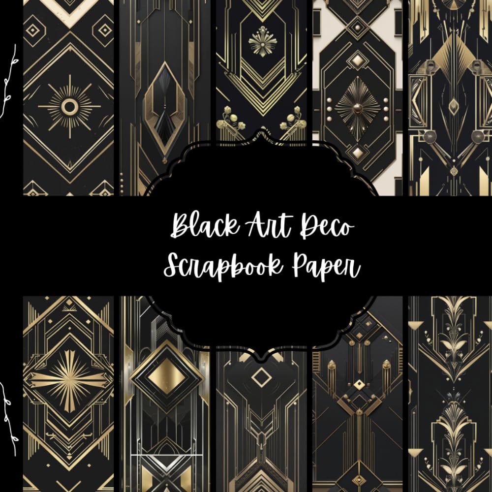 Black Art Deco Scrapbook Paper, Black and Gold Junk Journal Paper, Elegant Decorative Paper, DIY Projects, Origami, Collage Sheets, Decoupage Paper, 10 Designs, Double Sided baixar o livro de graça