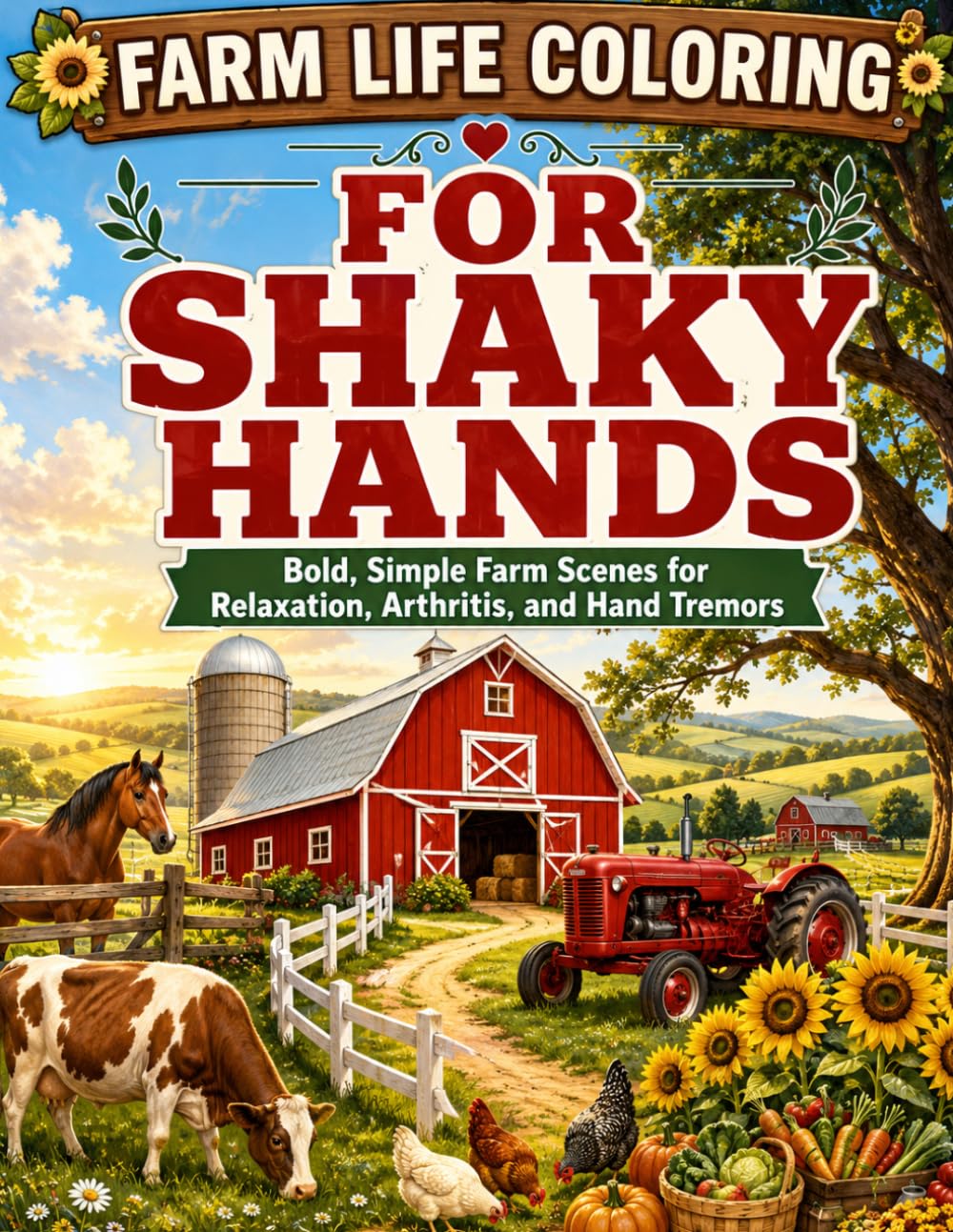 ler totalmente Farm Life Coloring for Shaky Hands: Bold, Simple Farm Designs for Relaxation, Arthritis, and Hand Tremors