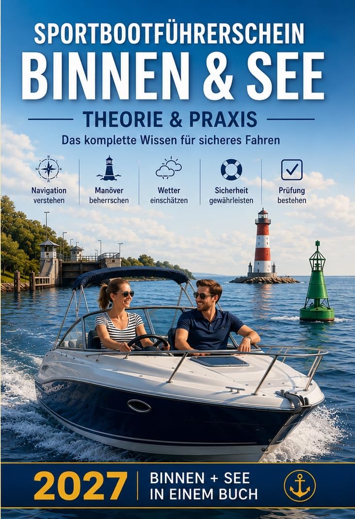 Sportbootführerschein Binnen und See 2027: Theorie, Praxis & Segeln, Navigationsaufgabe Schritt für Schritt (inkl. Besteckversetzung), 470+ Übungsfragen,... & Bordbuch für unterwegs. (German Edition) baixar livro de graça