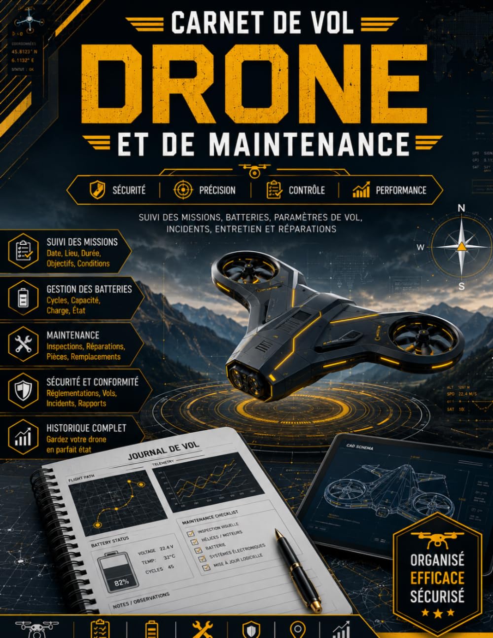 Carnet de Vol Drone et de Maintenance: Le carnet indispensable pour enregistrer chaque vol, planifier la maintenance, suivre les batteries et prolonger la durée de vie de votre drone. baixar o livro de graça