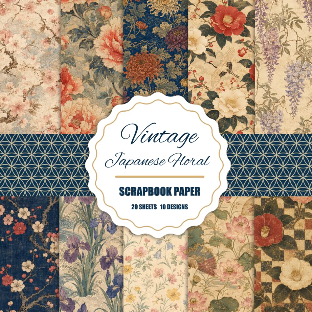 Vintage Japanese Floral Scrapbook Paper: 20 Double-sided Sheets, 10 Distinctive Designs Beautiful Traditional Asian Floral Prints for Crafting, Hobbies, and Home Decoration baixar livro de graça