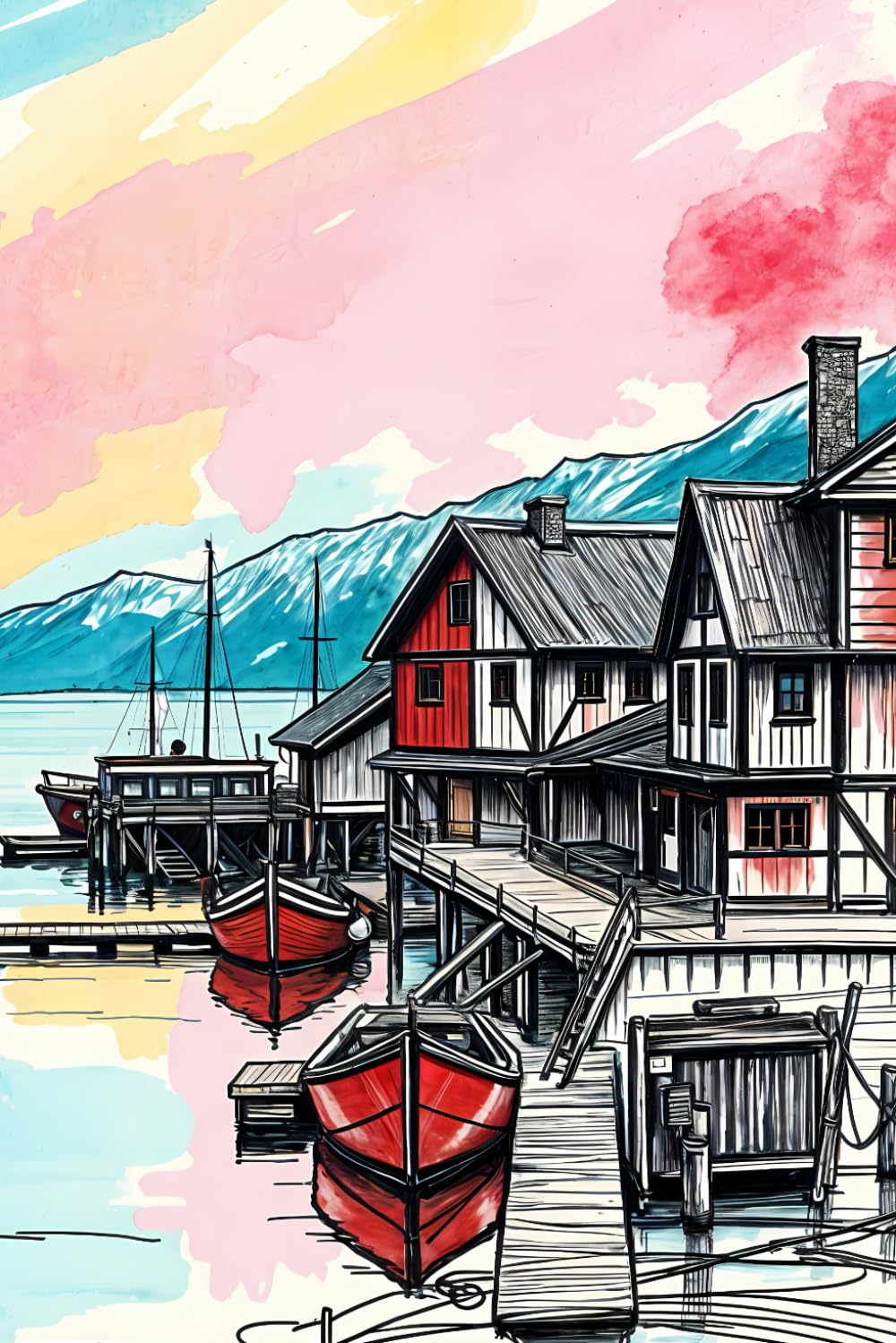 ler totalmente Nordic Harbor Landscape on Abstract Background Journal: a GRAPH notebook for self-expression