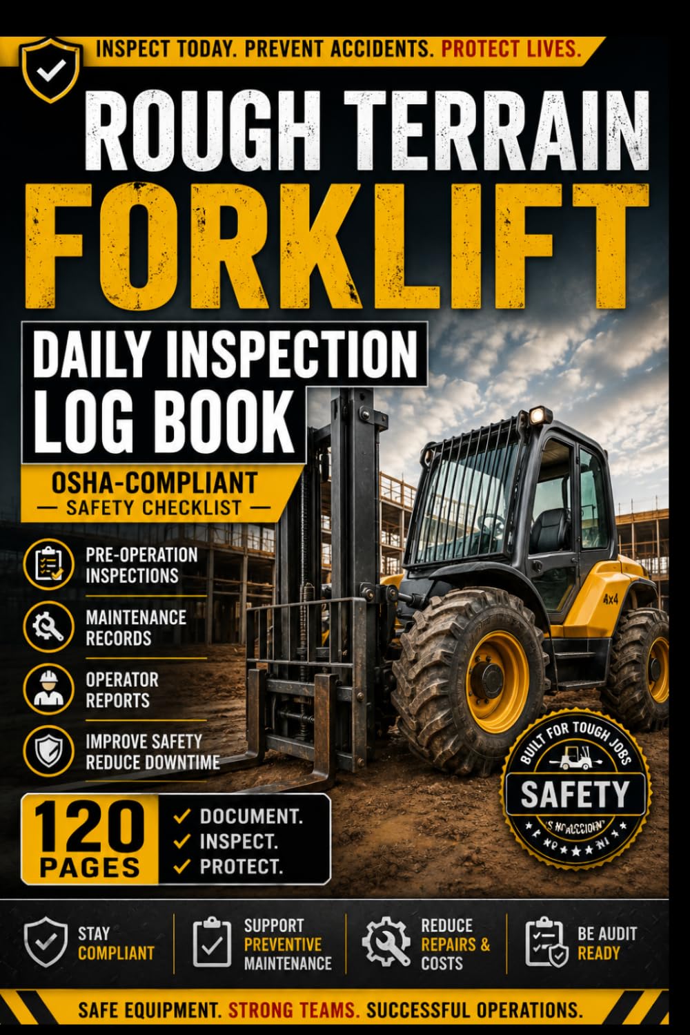 Rough Terrain Forklift Daily Inspection Log Book OSHA-Compliant Safety Checklist | 120 Pages for Pre-Operation Inspections, Maintenance Records & Operator Reports (6×9) baixar o livro de graça
