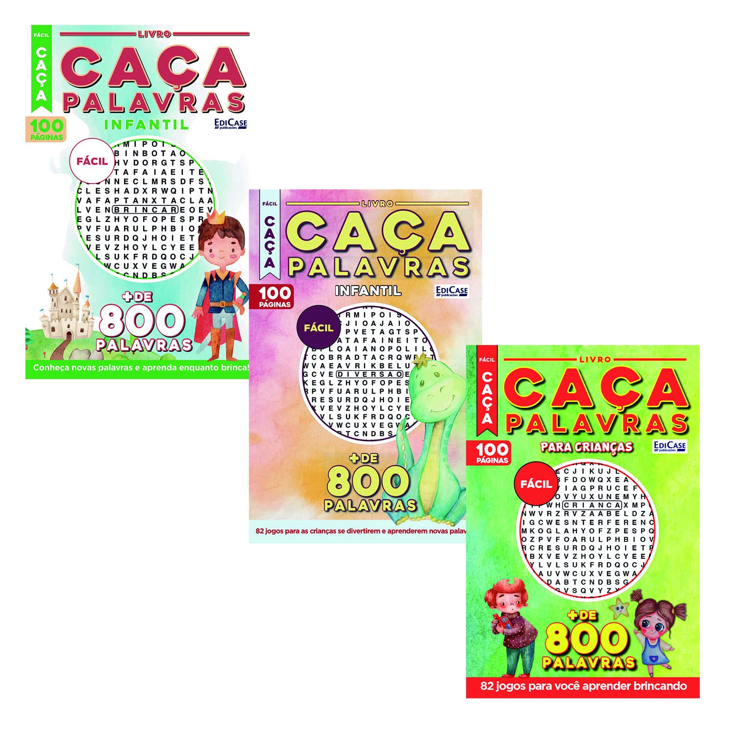ler totalmente Kit 3 Livros Caça-Palavras Infantis - ed.1: Nível Fácil