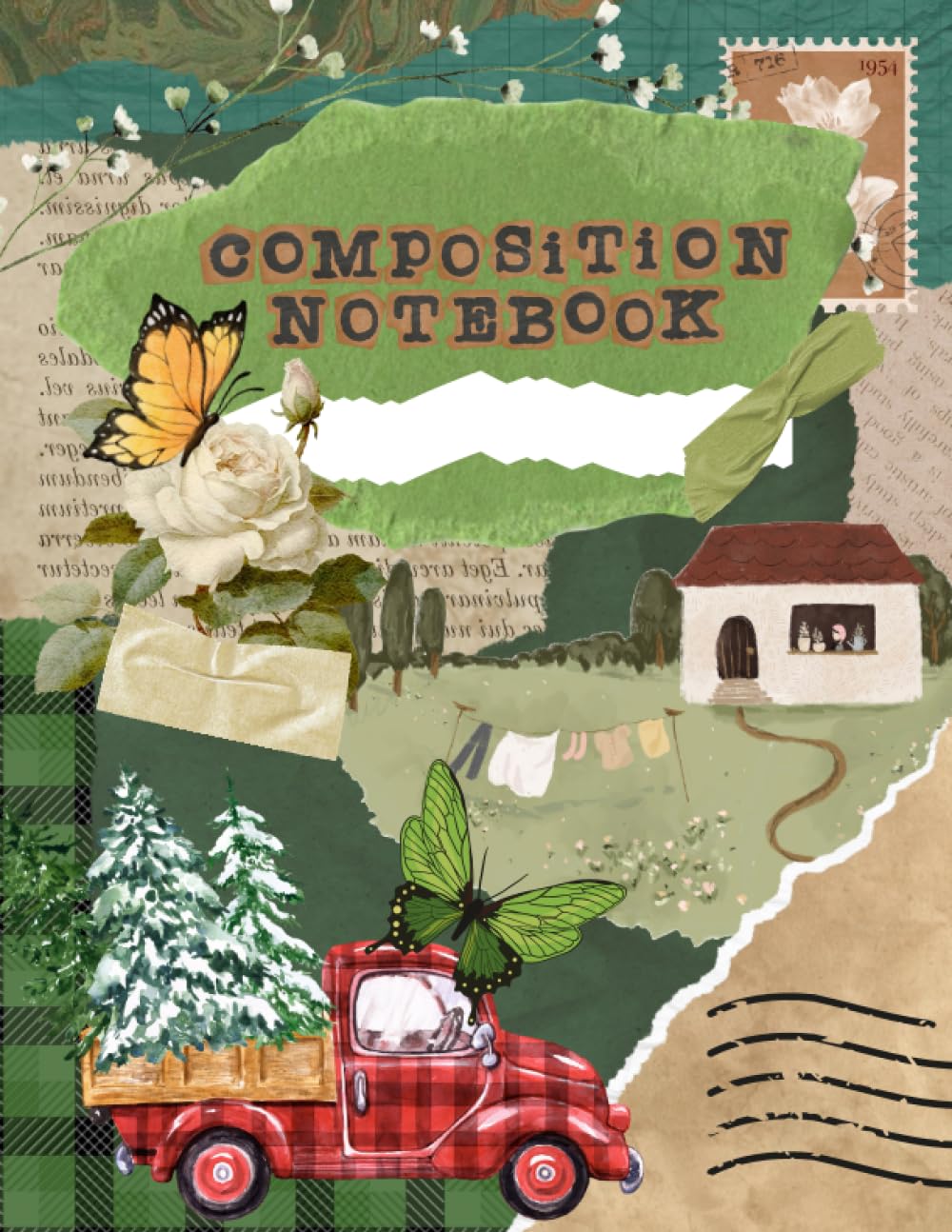 ler totalmente Vintage Composition Notebook: Everything is Green but Cream paper, 8.5"x11", Ruled Line, 120 pages